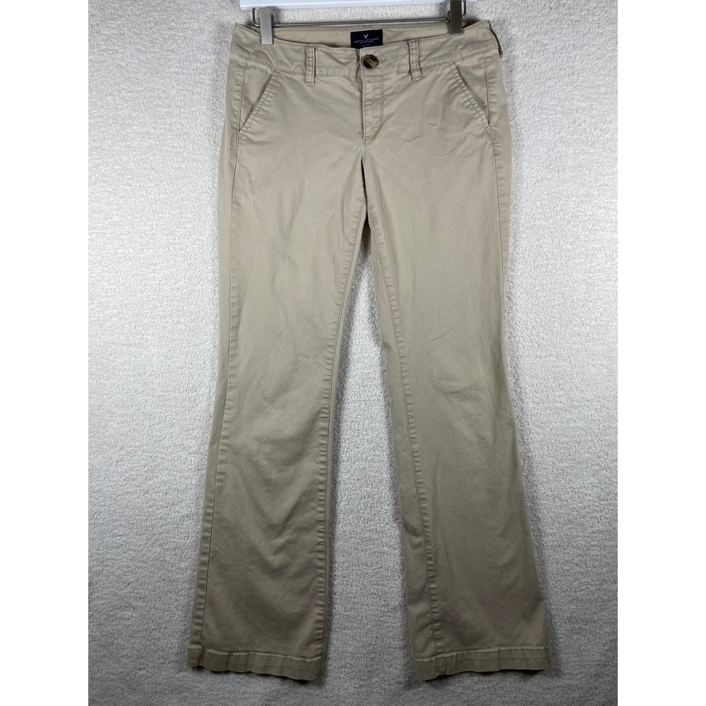 Y2K american eagle low rise kick boot cut stretch khakis sz 4 preppy millennial